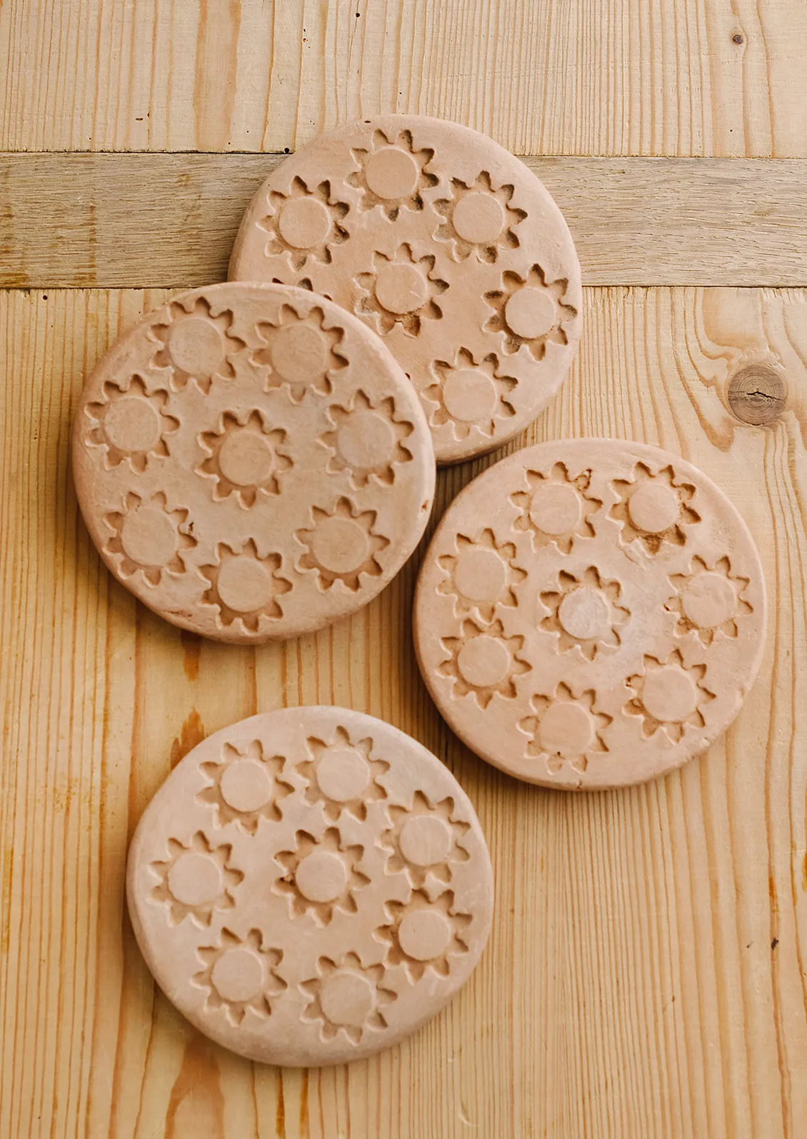 Sun Stamped Clay Coaster Set