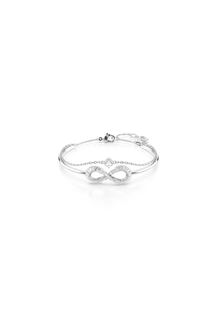 Swarovski Hyperbola bangle, Infinity, White, Rhodium plated