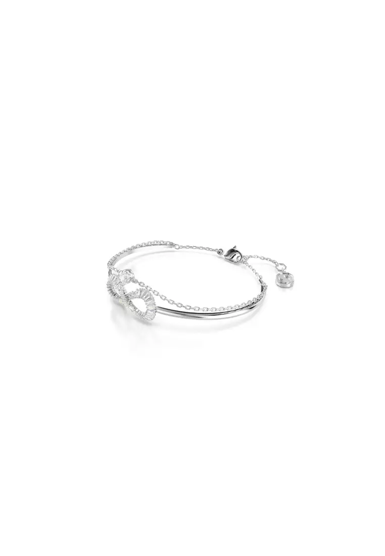 Swarovski Hyperbola bangle, Infinity, White, Rhodium plated