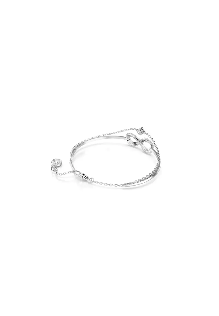 Swarovski Hyperbola bangle, Infinity, White, Rhodium plated