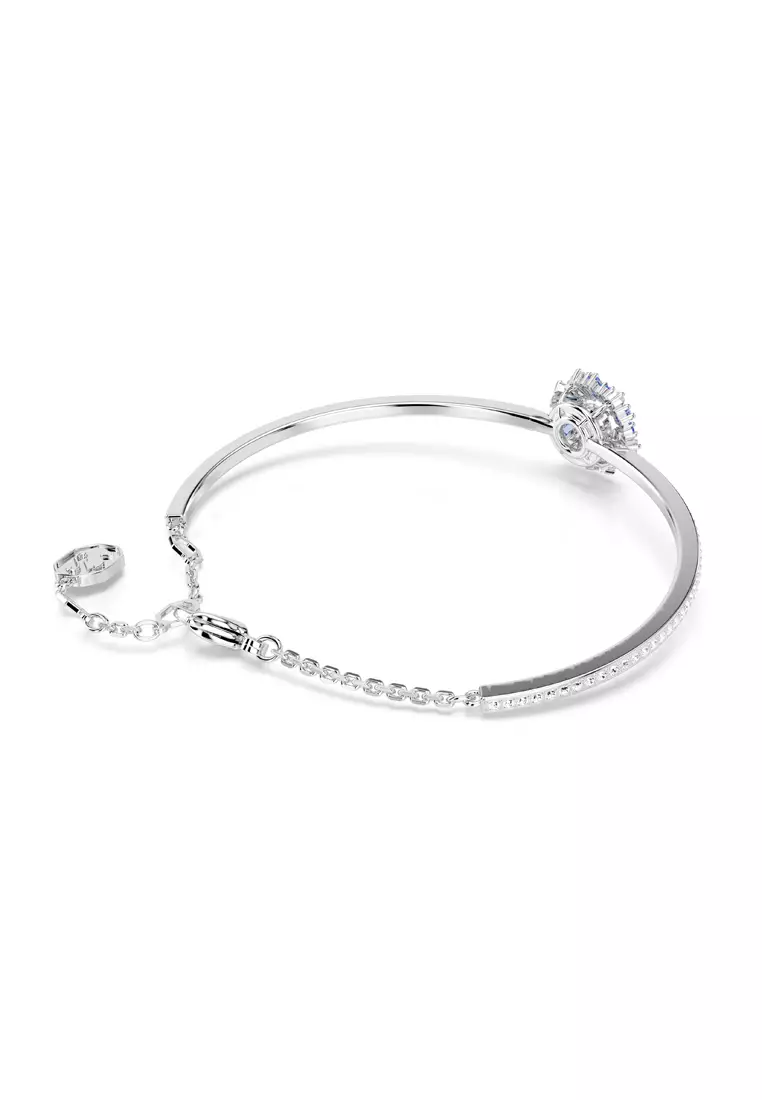 Swarovski Idyllia bangle, Flower, Blue, Rhodium plated