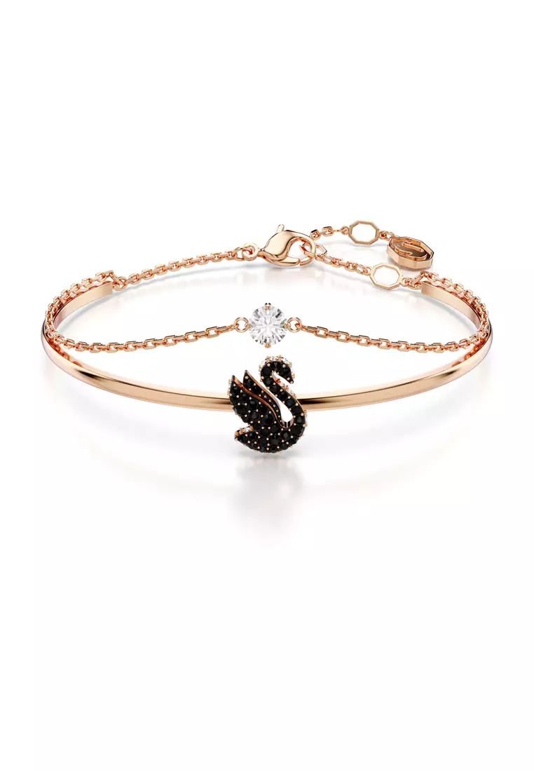 Swarovski Swarovski Swan bangle, Swan, Black, Rose gold-tone plated