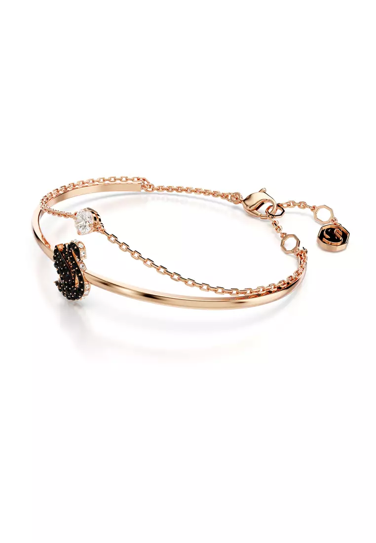 Swarovski Swarovski Swan bangle, Swan, Black, Rose gold-tone plated