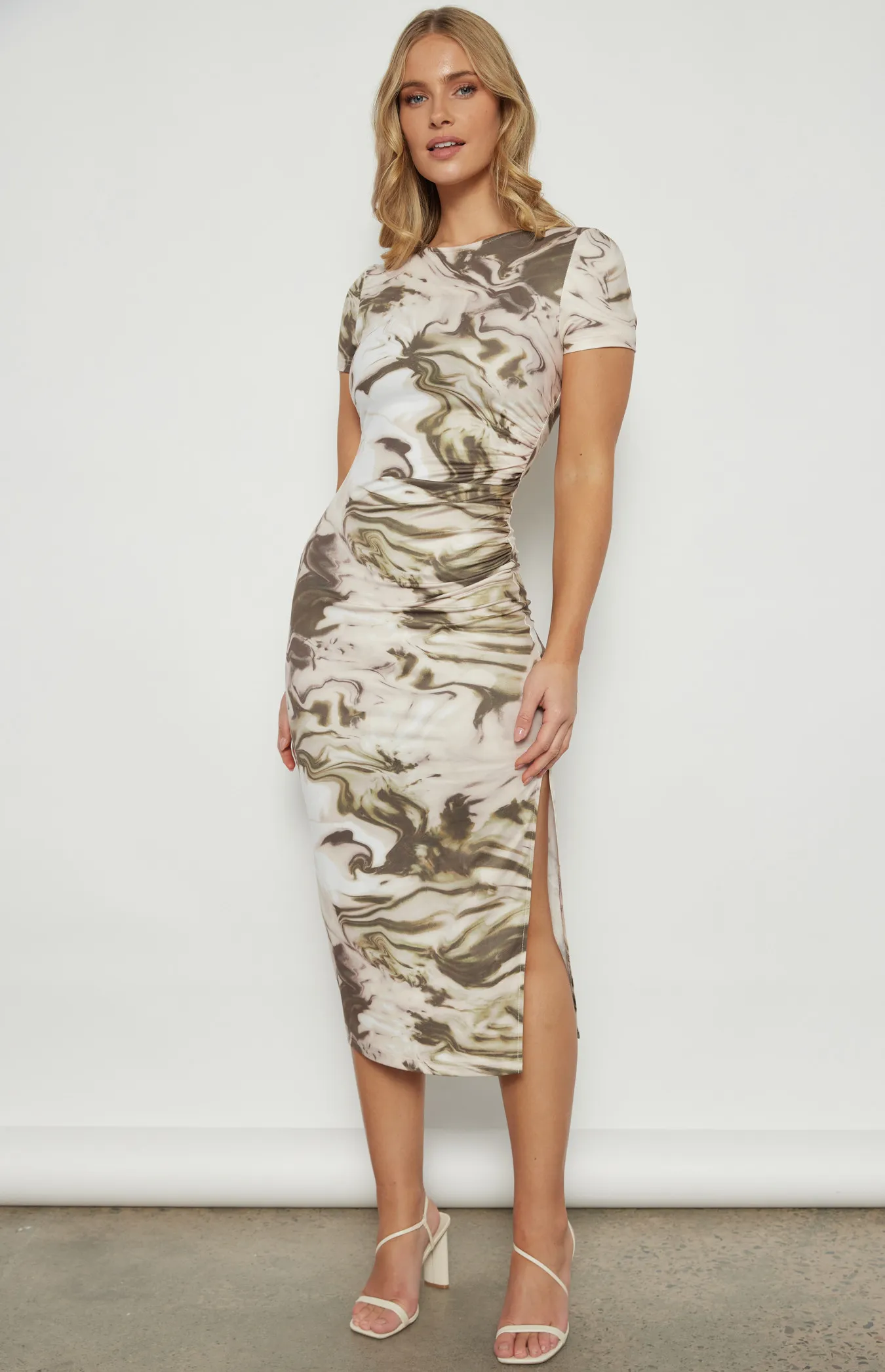 Swirl Print Jersey Dress with Side Split (WDR697-2A)