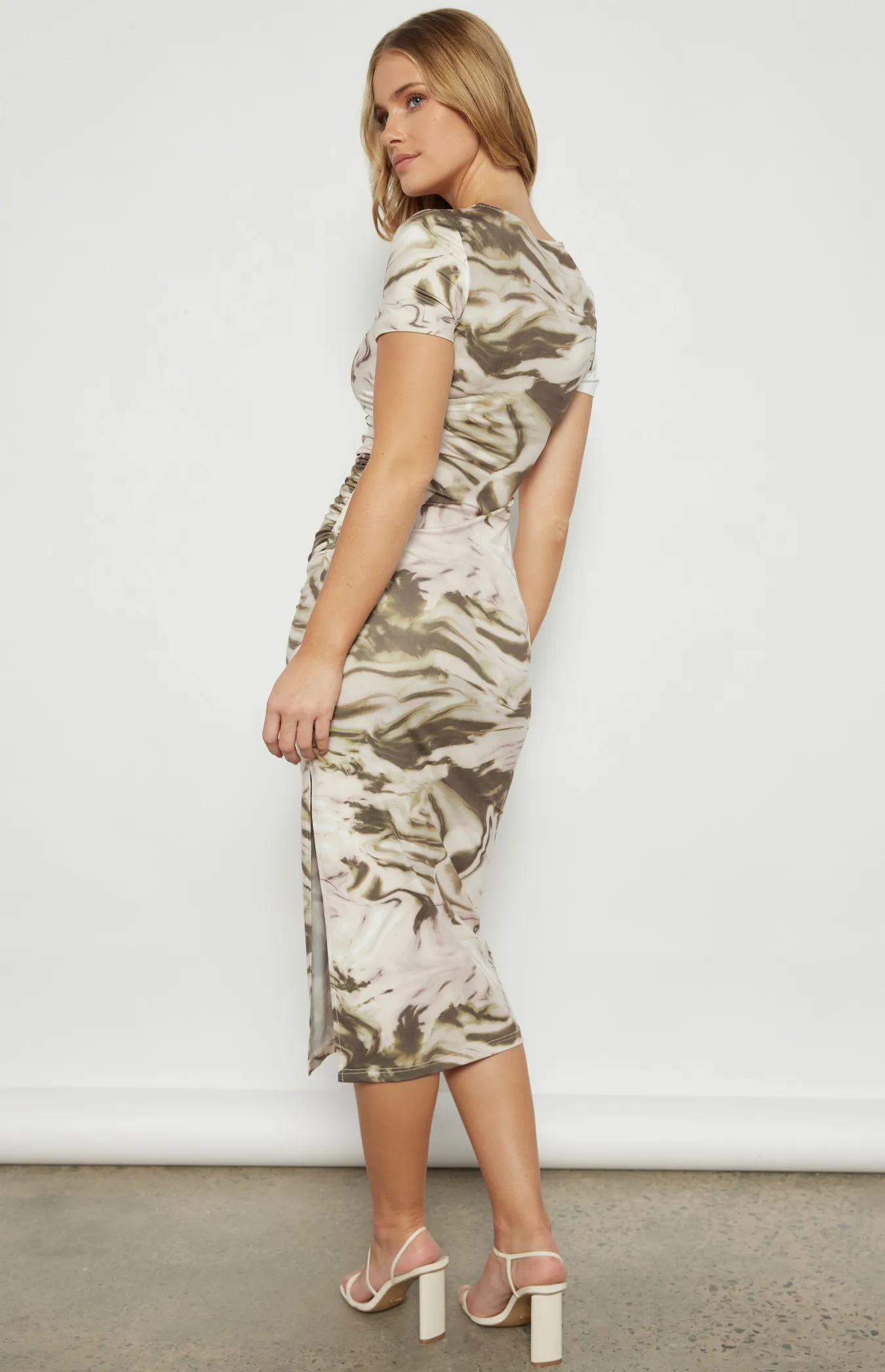 Swirl Print Jersey Dress with Side Split (WDR697-2A)