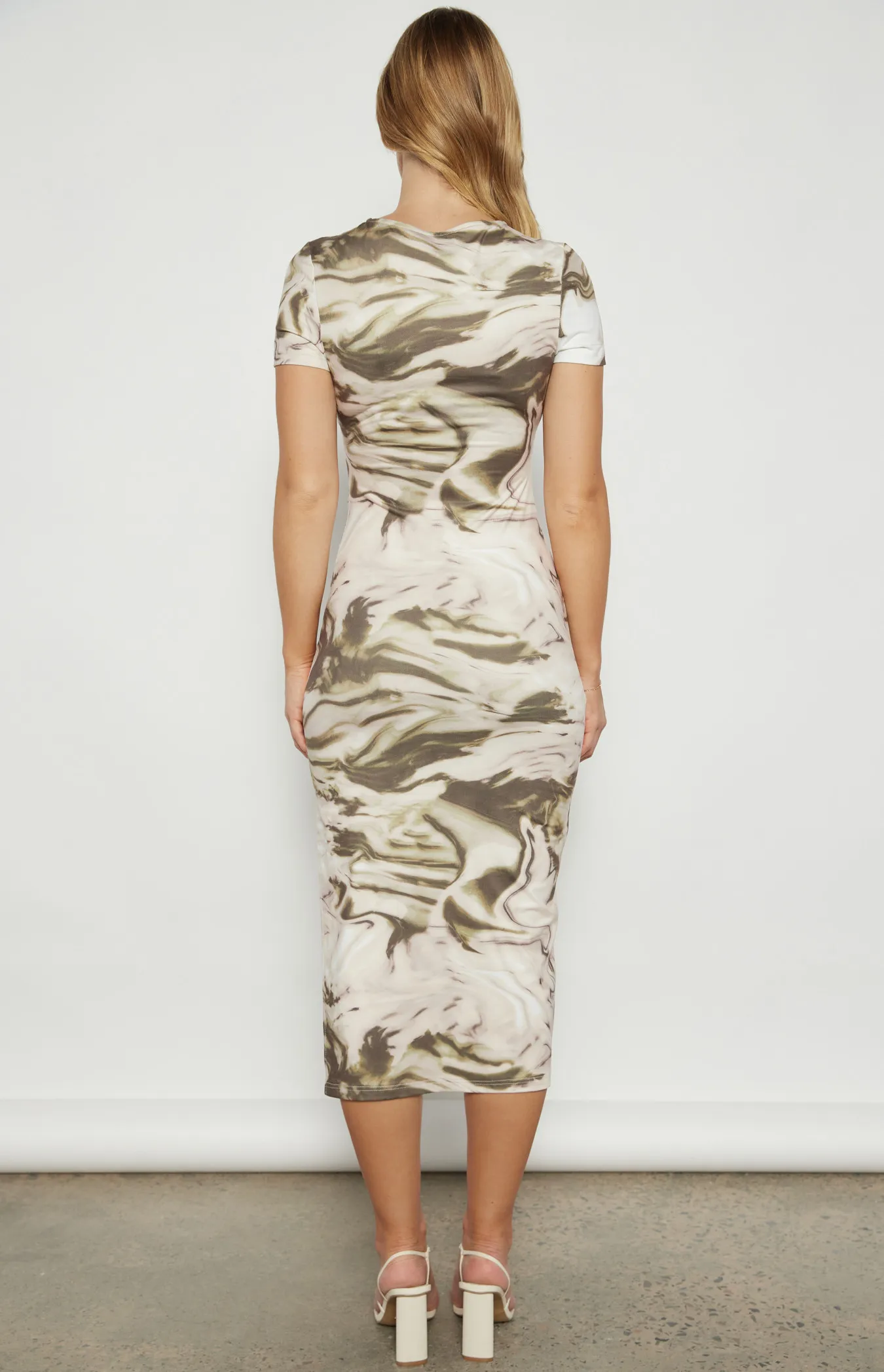 Swirl Print Jersey Dress with Side Split (WDR697-2A)