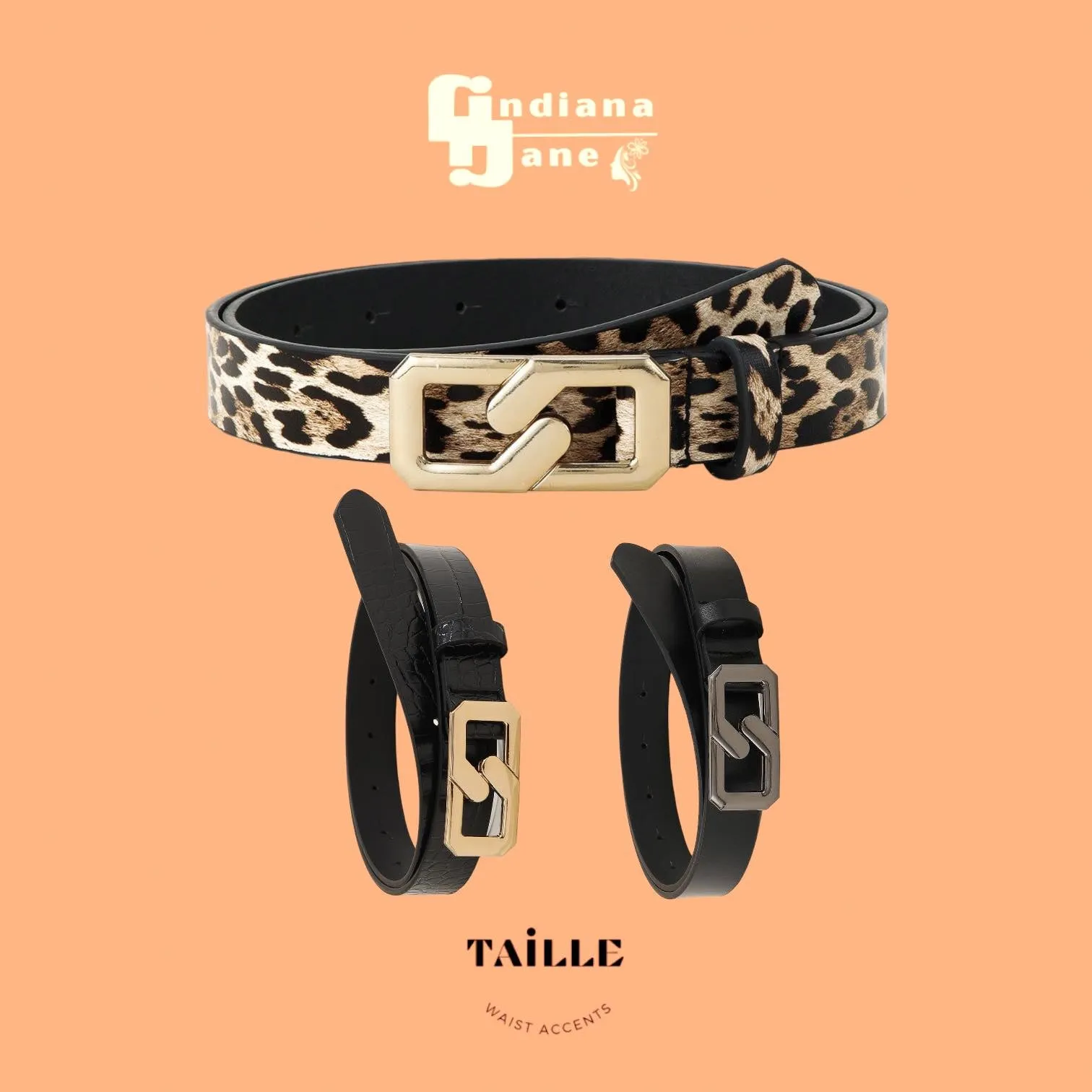 TAILLE Geometric Buckle Decor Fashionable Belt