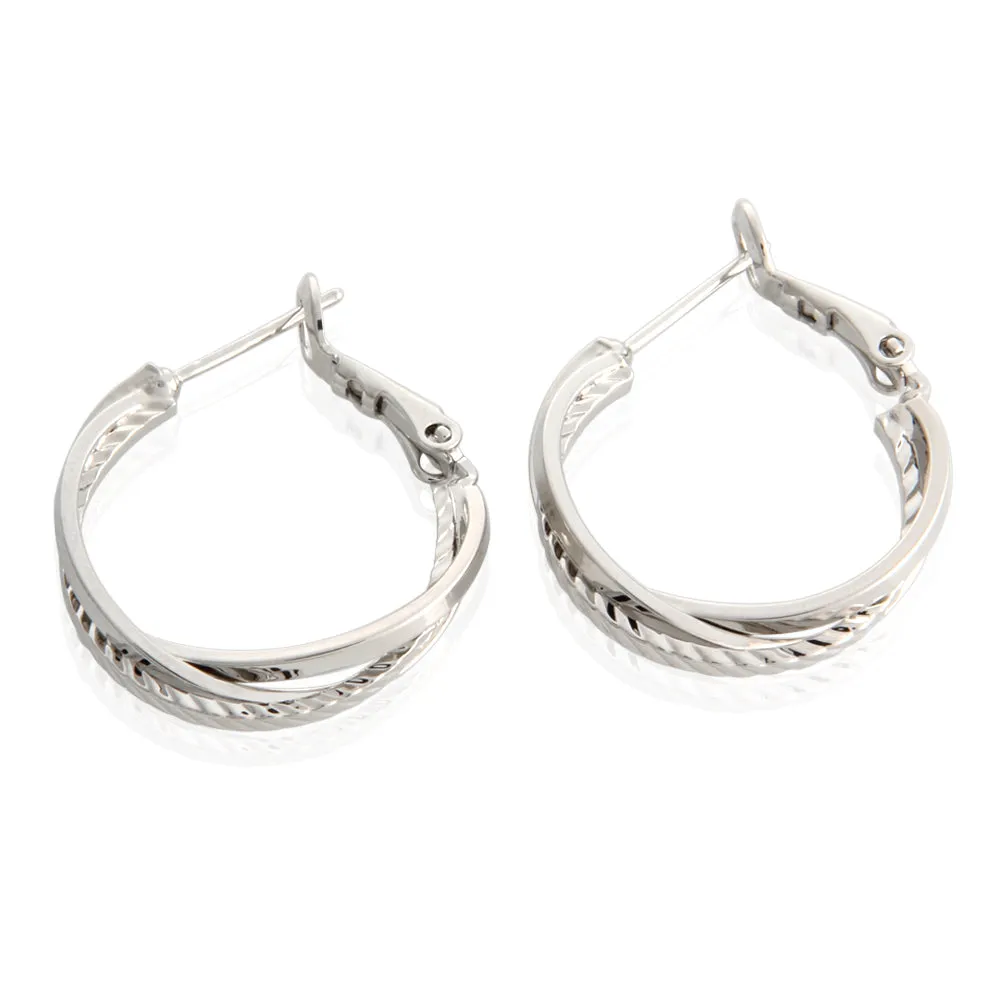 Textured Twist Dangle Hoop Earrings BTS Same style