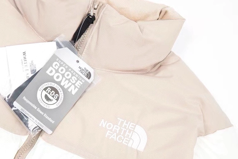 The North Face patchwork design short down jacket Pink 1.3