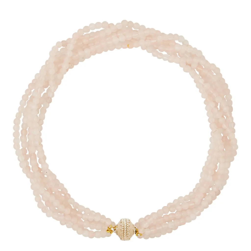 Victoire Rose Quartz 4mm Multi-Strand Necklace