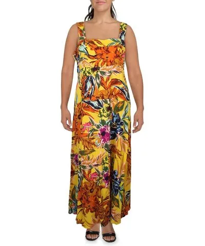 Vince Camuto Womens Floral Print Rayon Maxi Dress