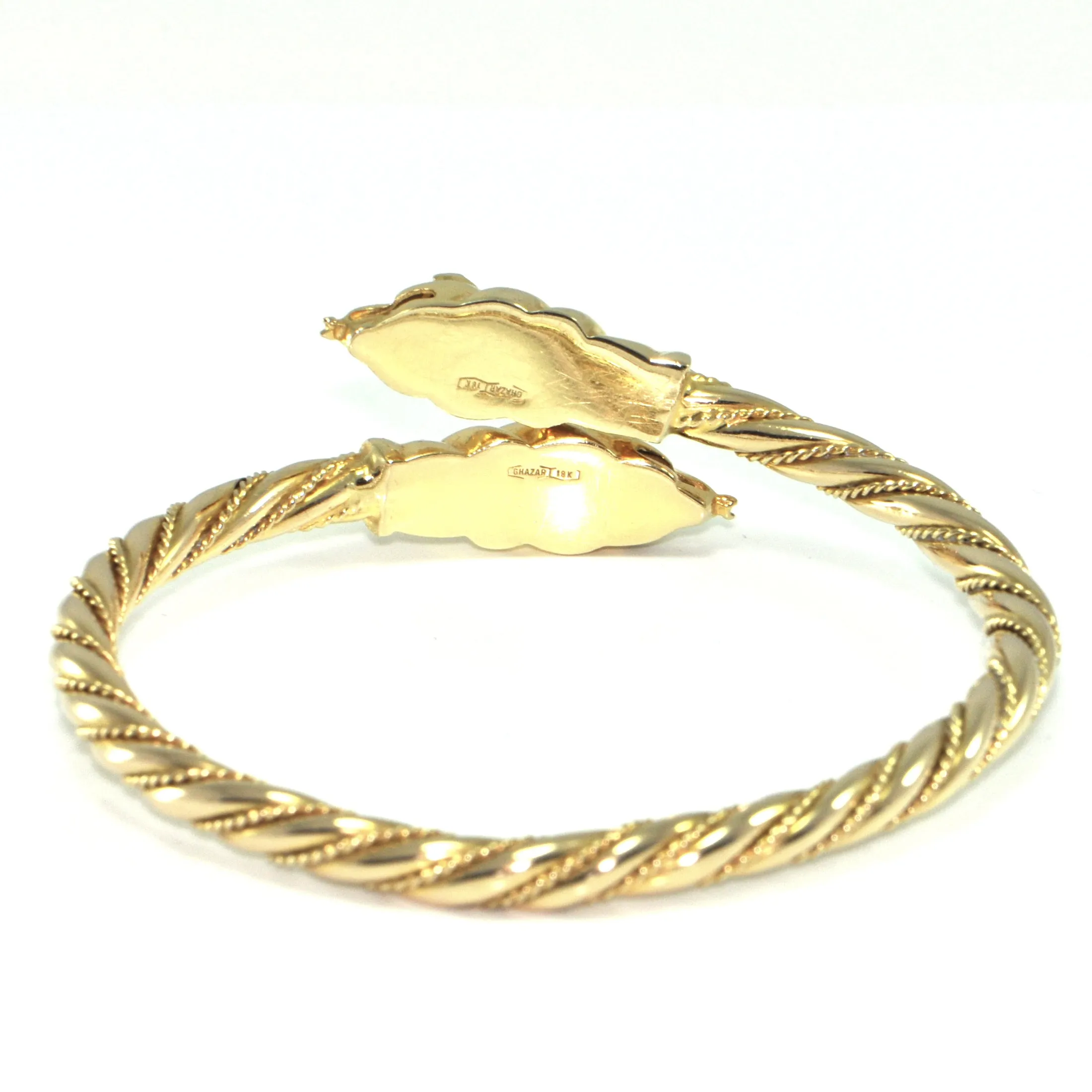 Vintage 18K Yellow Gold Twisted Snake Bangle Bracelet