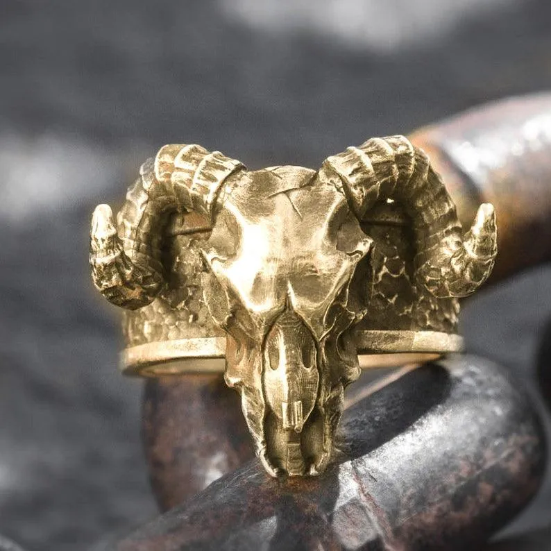 Vintage Retro Punk Skull Devil Horn Ring