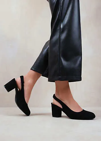 Where’s That From Edith Black Suede Slingback Court Shoes | Kaleidoscope