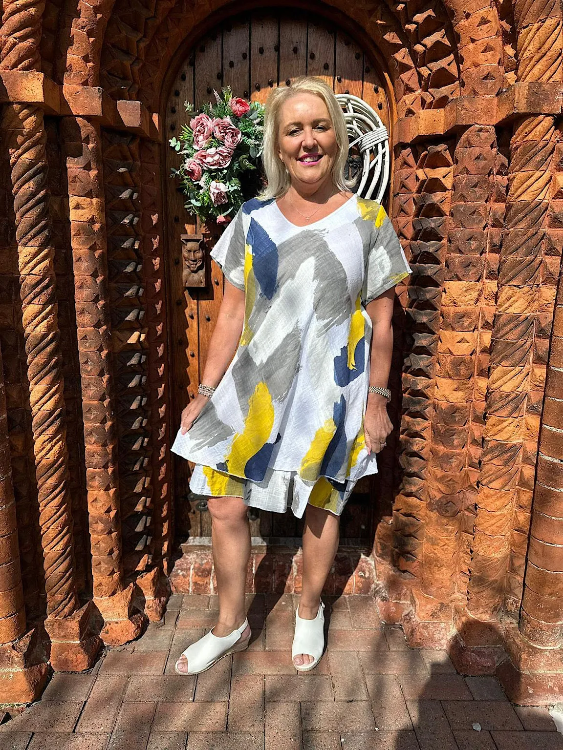 White Brushstroke Paint Dress Sabrina