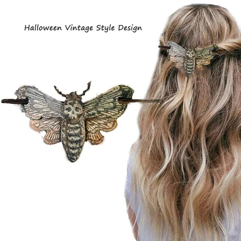 Witch Hair Barrette Dragon Death Head Skull Moth Hair Sticks Celtics Gothic Hairpin