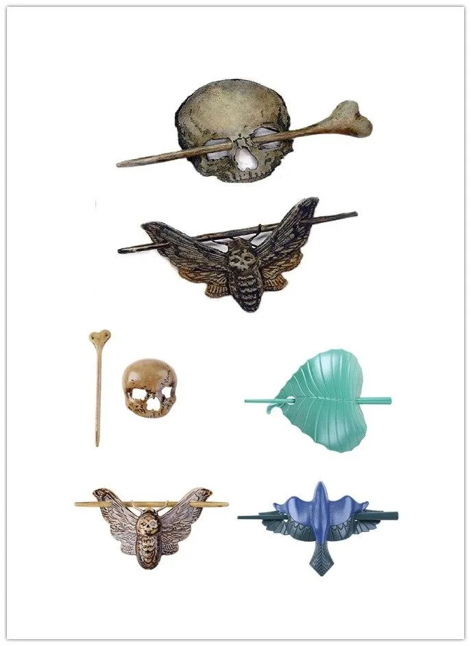 Witch Hair Barrette Dragon Death Head Skull Moth Hair Sticks Celtics Gothic Hairpin