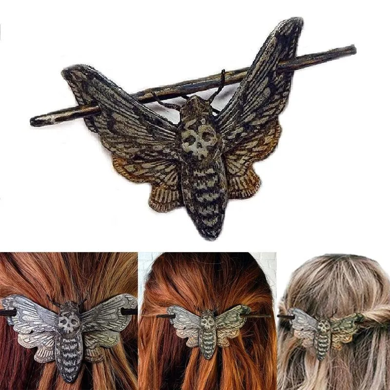 Witch Hair Barrette Dragon Death Head Skull Moth Hair Sticks Celtics Gothic Hairpin