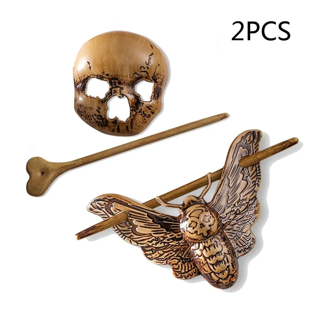 Witch Hair Barrette Dragon Death Head Skull Moth Hair Sticks Celtics Gothic Hairpin