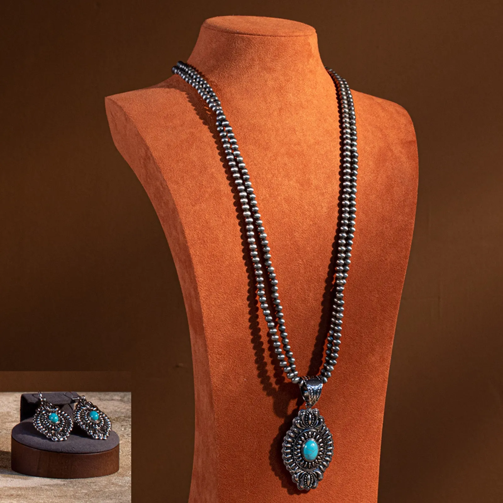 WJ-1017  Rustic Couture  Bohemian Jewelry Sets Pendant Necklace Earrings