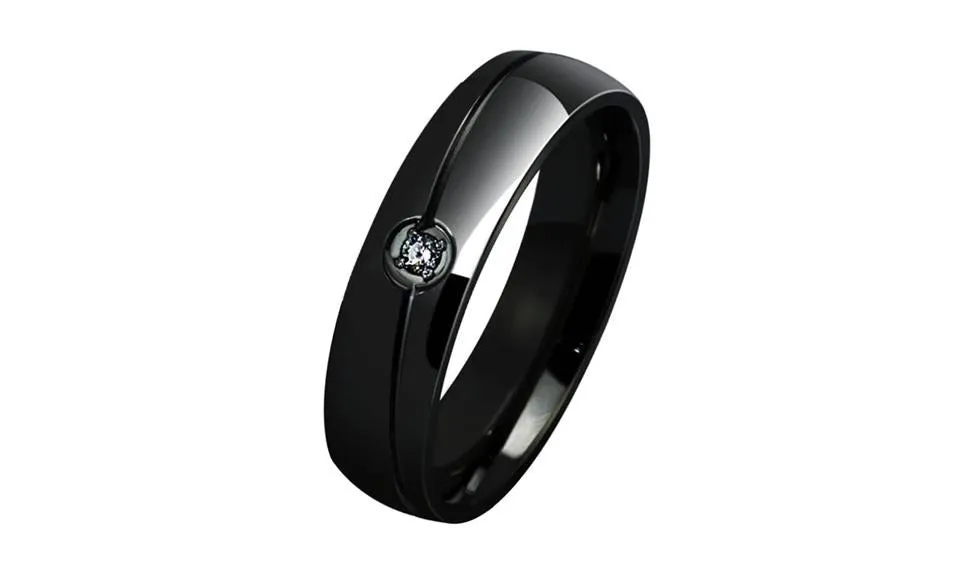 Women's Black Simple Style Two Line Crystal Zircon New Ring (7, 8)