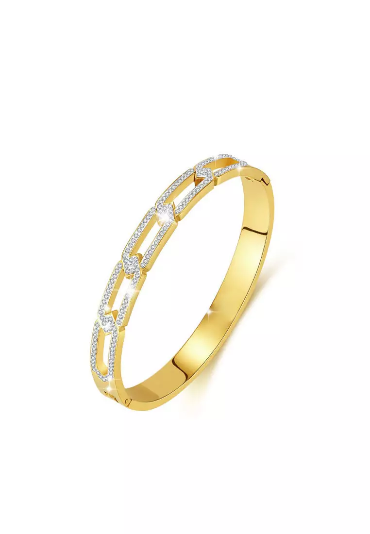 YOUNIQ YOUNIQ SHEH 18K Gold Titanium Bangle with Cubic Zirconia